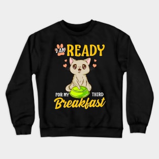 I Am Ready For My Third Breakfast Funny Hungry Cat Crewneck Sweatshirt